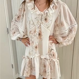 Pastel floral voile cotton dress with ruffles. Floral dress. H&M special edition